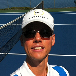 Michael at Tom's court on Salt Spring Island.